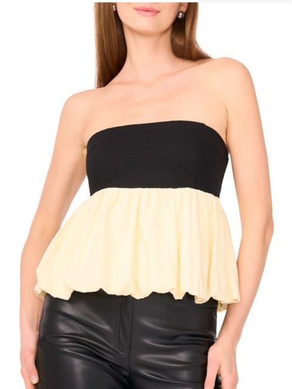 Parker The Leia Bubble Hem Peplum Top in Black |.